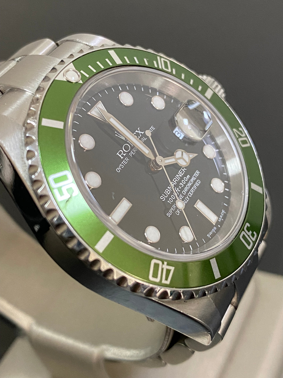 Rolex Steel Submariner Date - F serial - "Kermit" Flat 4 - Black Dial - 16610LV *UNPOLISHED*