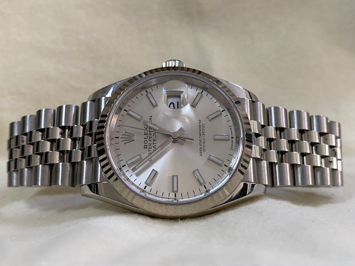 Rolex Steel Datejust 36 - 2020 - Fluted Bezel - Silver Index Dial - Jubilee Bracelet - 126234 *COMPLETE SET*