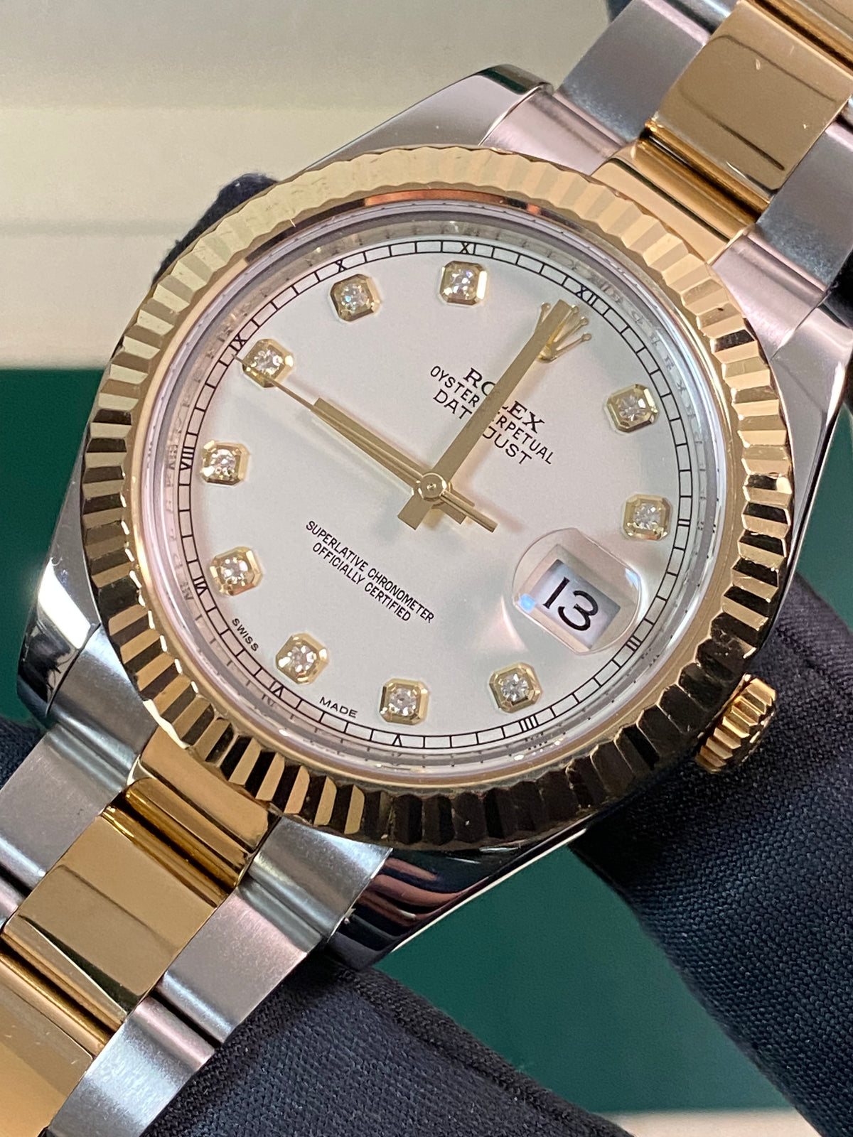 Rolex Steel & Yellow Rolesor Datejust II - Fluted Bezel - Ivory Diamond Dial - Oyster Bracelet - 116333