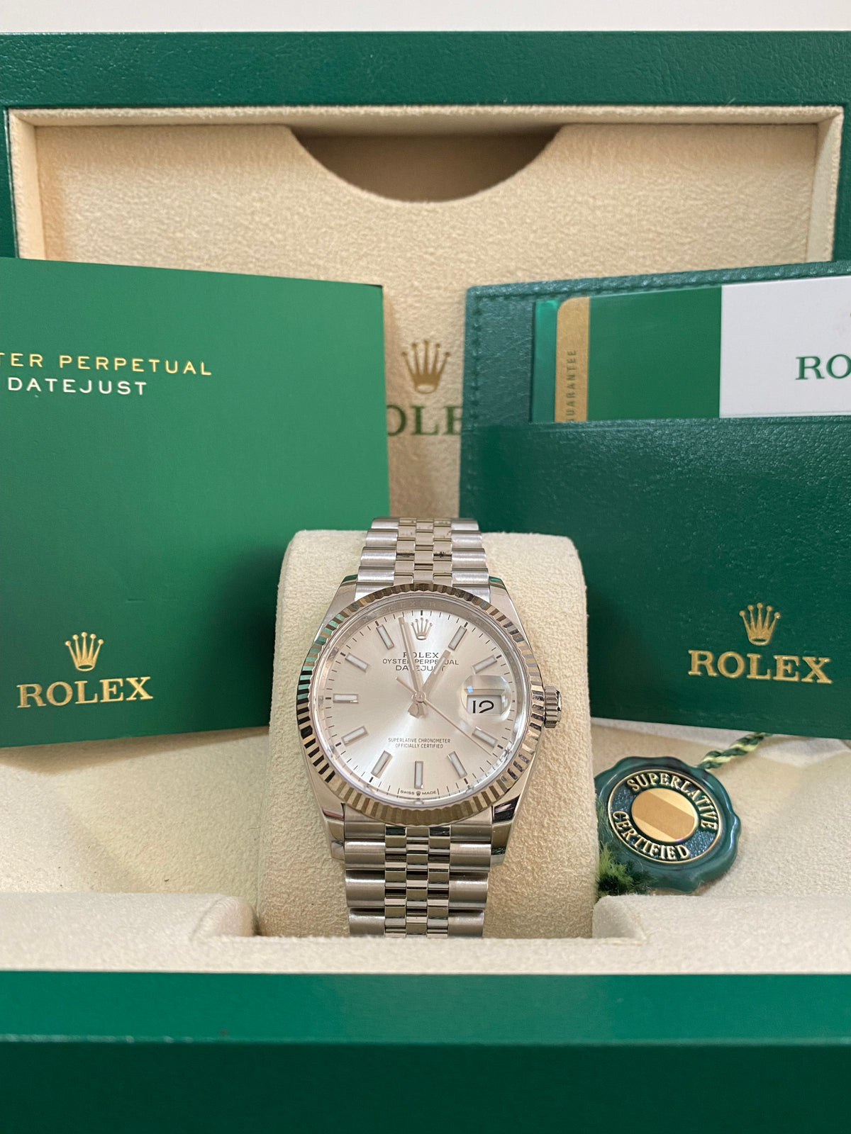 Rolex Steel Datejust 36 - 2020 - Fluted Bezel - Silver Index Dial - Jubilee Bracelet - 126234 *COMPLETE SET*