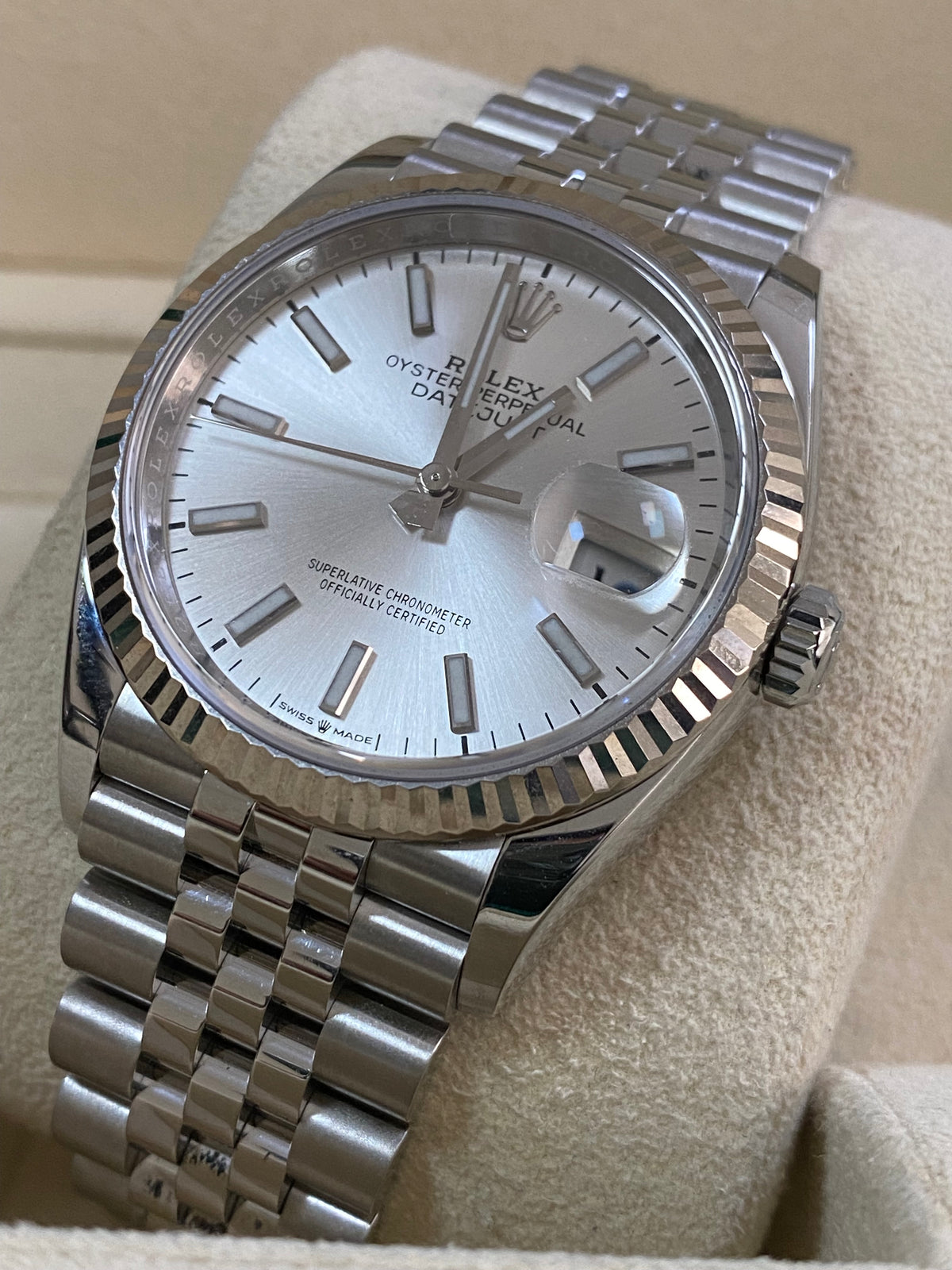 Rolex Steel Datejust 36 - 2020 - Fluted Bezel - Silver Index Dial - Jubilee Bracelet - 126234 *COMPLETE SET*