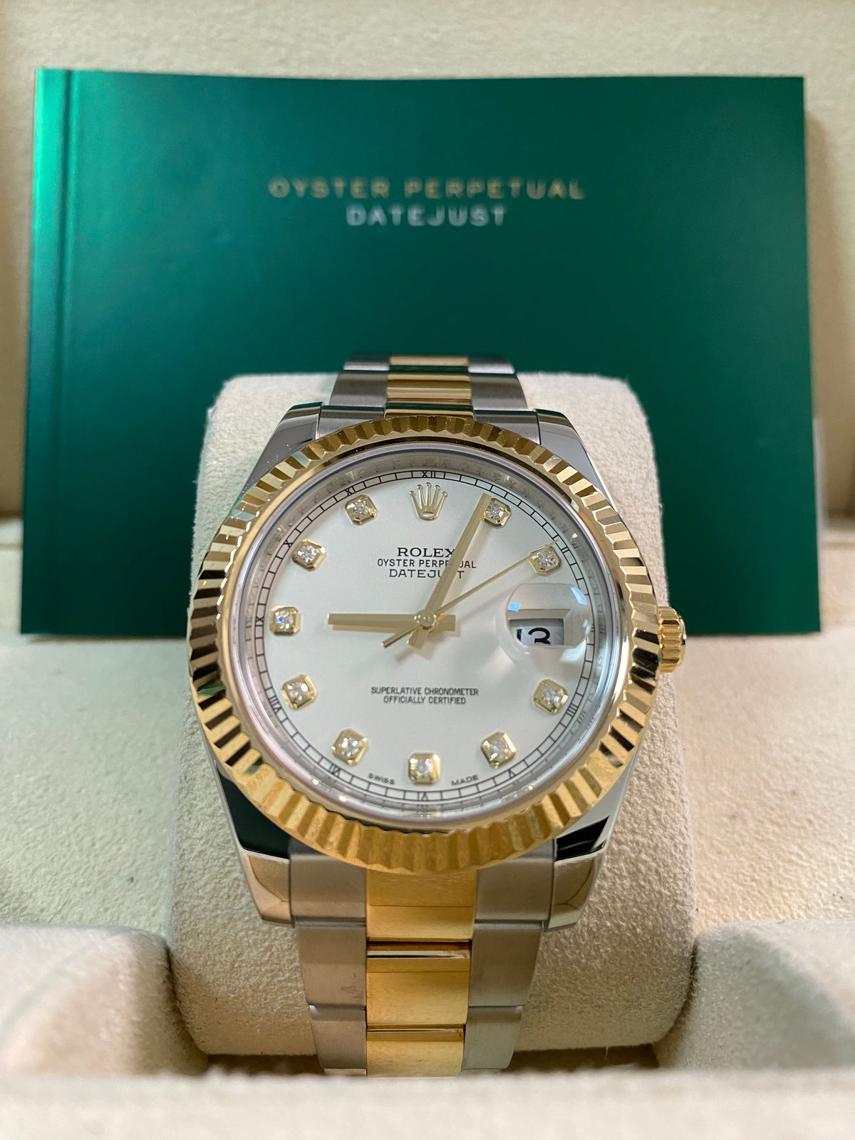 Rolex Steel & Yellow Rolesor Datejust II - Fluted Bezel - Ivory Diamond Dial - Oyster Bracelet - 116333