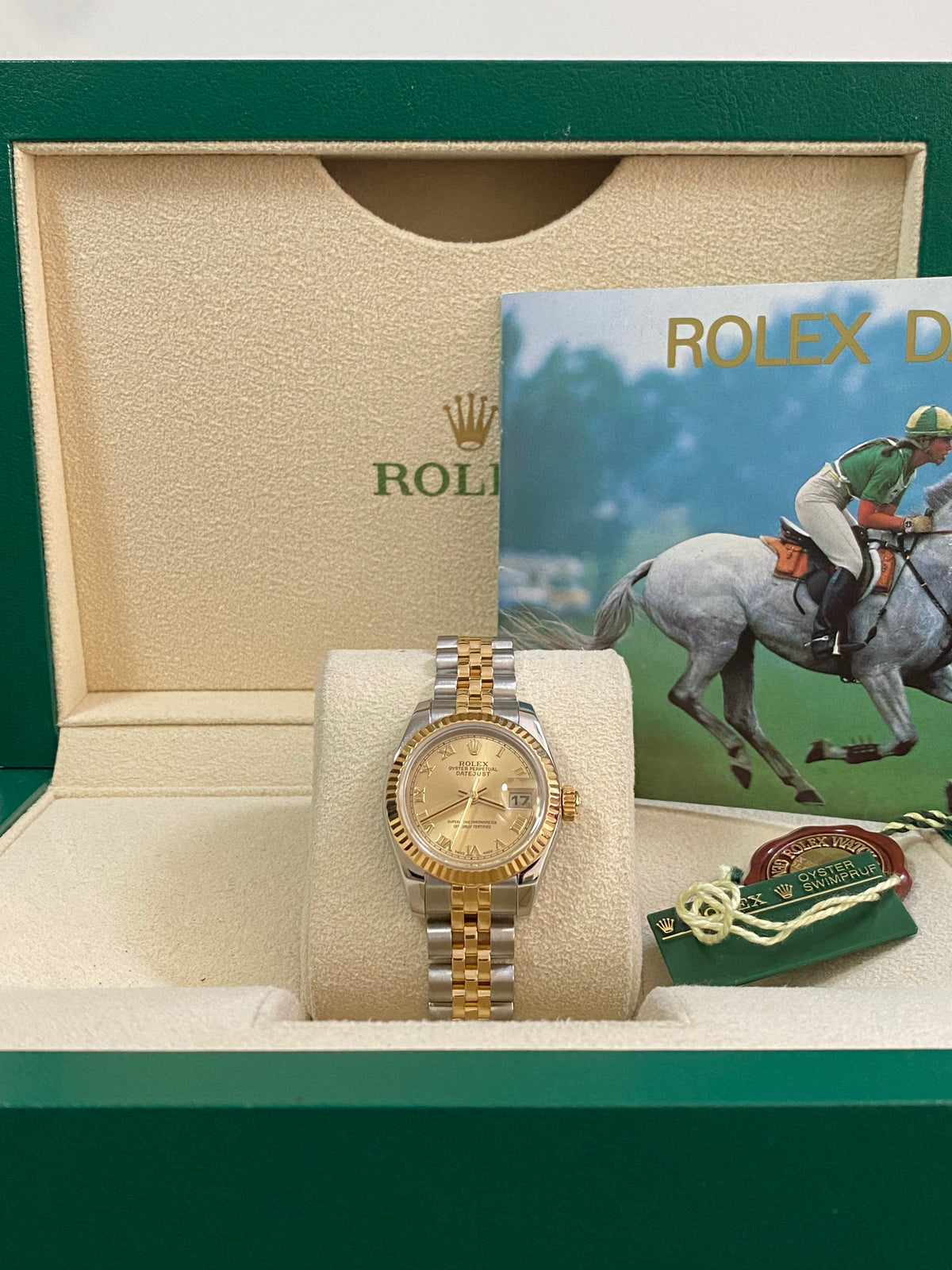 Rolex Yellow Gold and Steel Lady-Datejust - D serial - Fluted Bezel - Champagne Roman Dial - Jubilee Bracelet - 179173