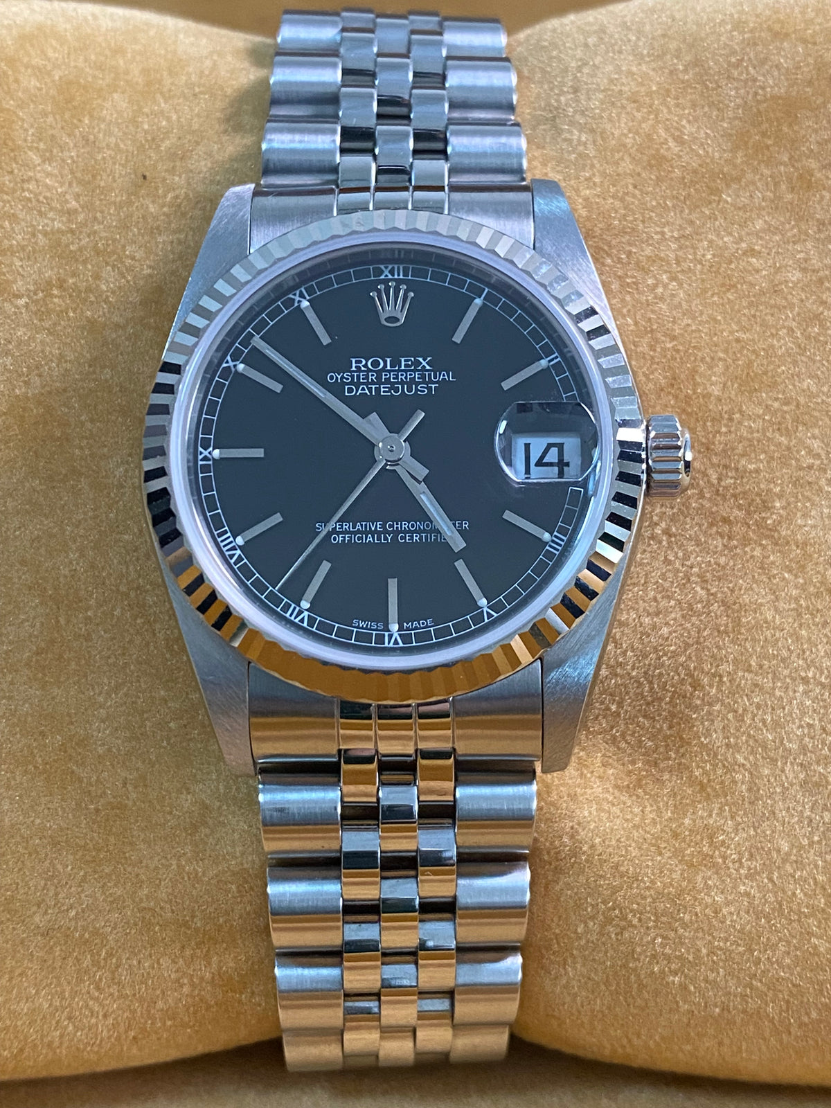 Rolex Steel Datejust 31 - A serial - Fluted Bezel - Black Index Dial - Jubilee Bracelet - 78274 *FULL SET*