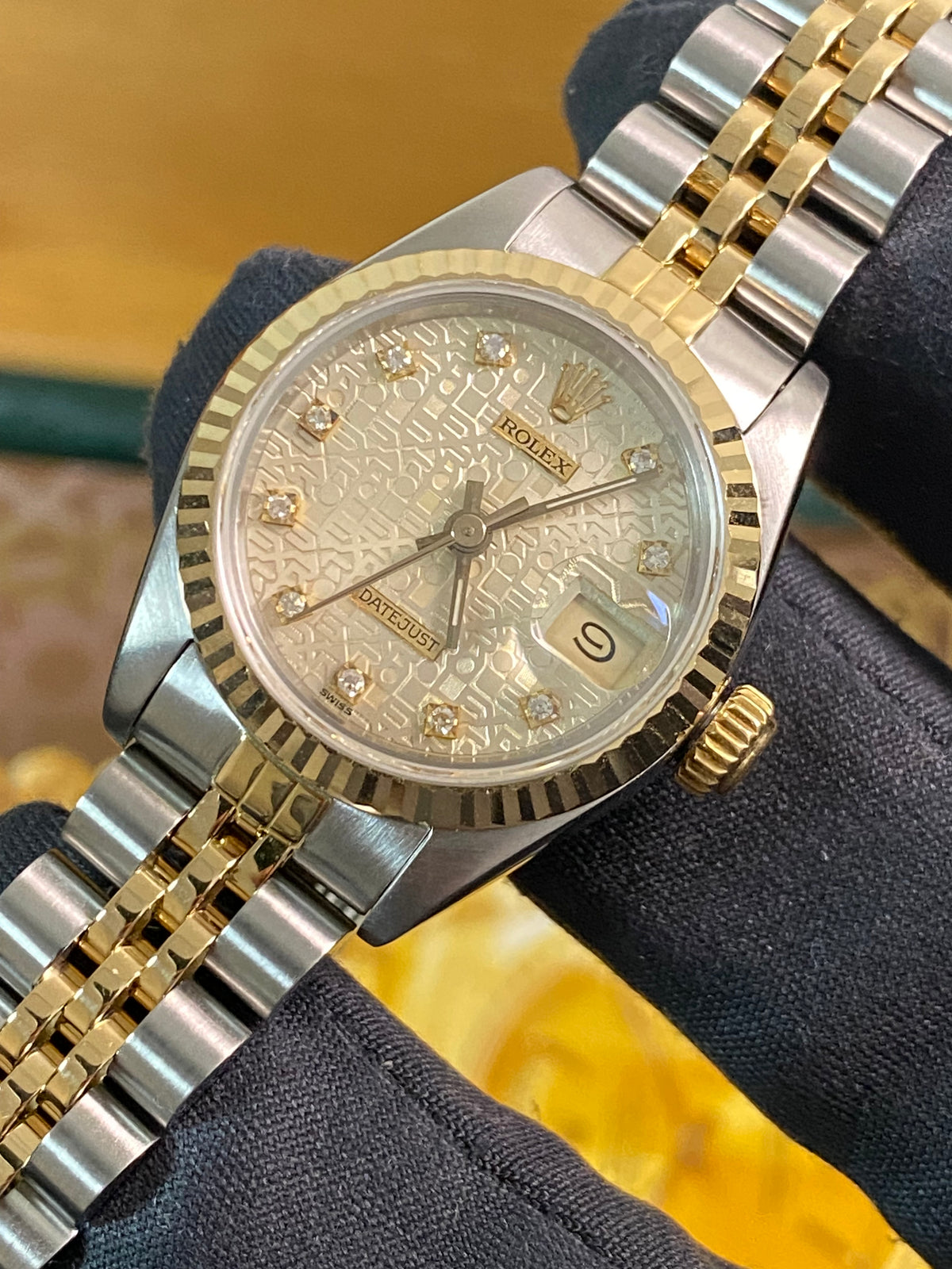 Rolex Steel and Yellow Gold Lady-Datejust - E serial - Fluted Bezel - Silver Anniversary Diamond Dial - Jubilee Bracelet - 69173