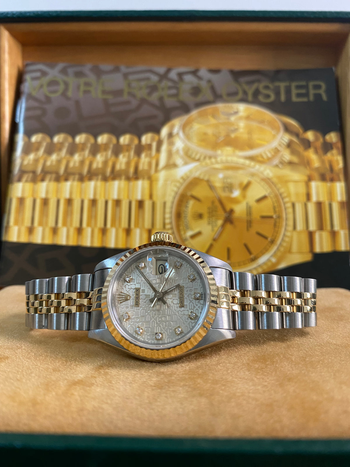 Rolex Steel and Yellow Gold Lady-Datejust - E serial - Fluted Bezel - Silver Anniversary Diamond Dial - Jubilee Bracelet - 69173