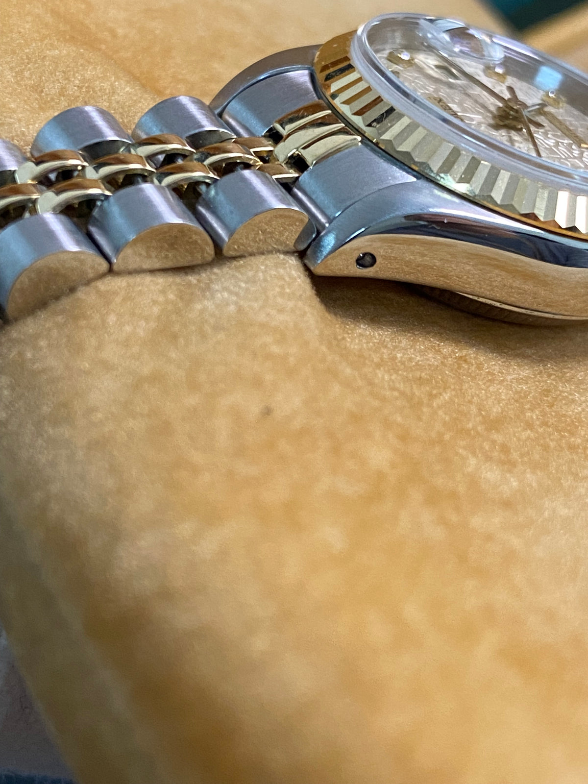 Rolex Steel and Yellow Gold Lady-Datejust - E serial - Fluted Bezel - Silver Anniversary Diamond Dial - Jubilee Bracelet - 69173