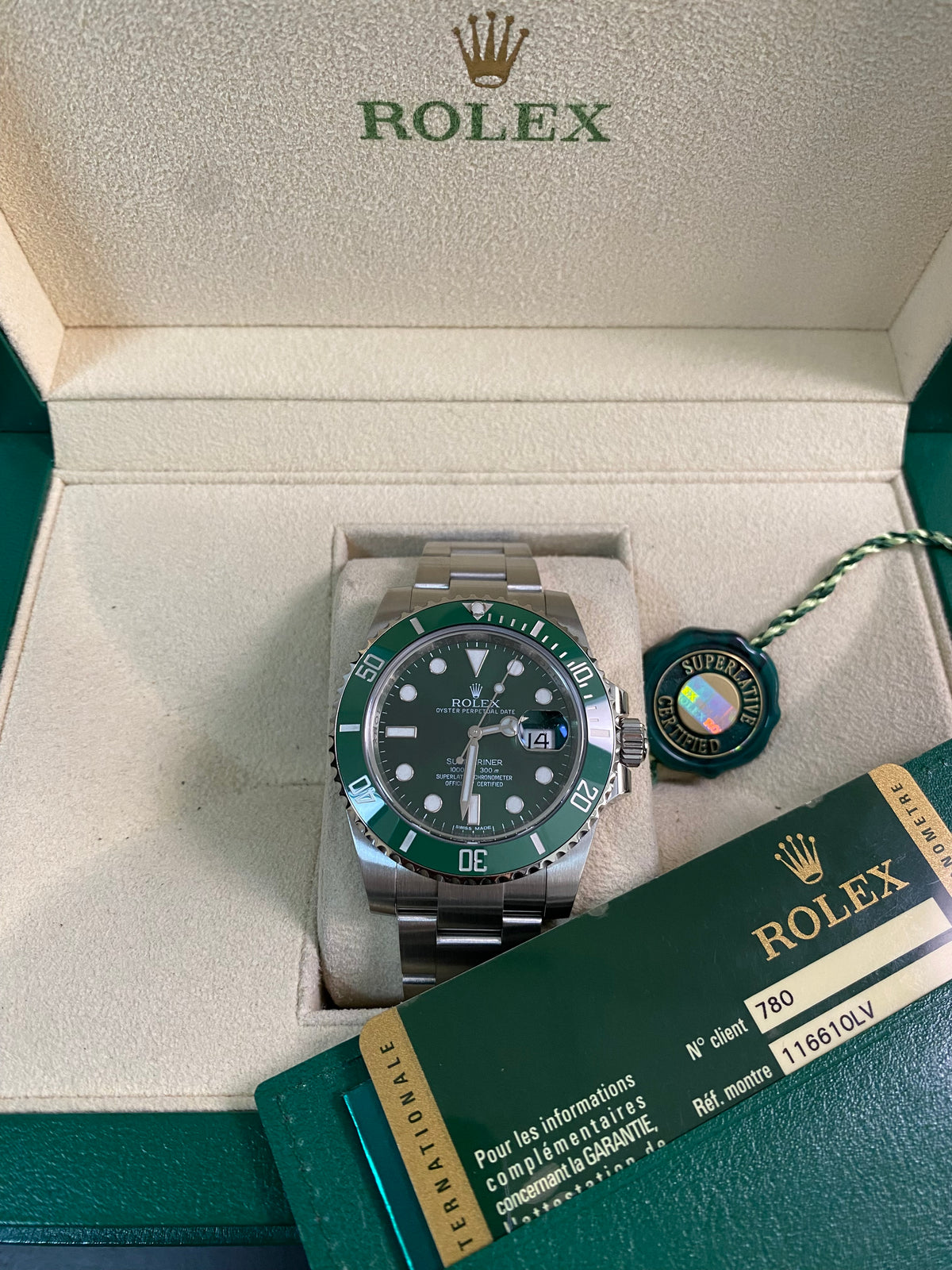 Rolex Steel Submariner Date - 2013 - "Hulk" - 116610LV *FULL SET*