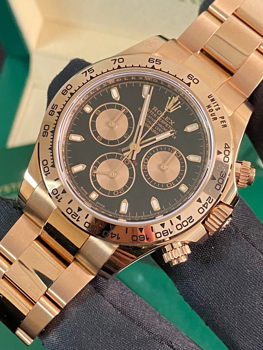 Rolex Everose Gold Cosmograph Daytona - 2021 - Black Index Dial - 116505 *FULL SET*