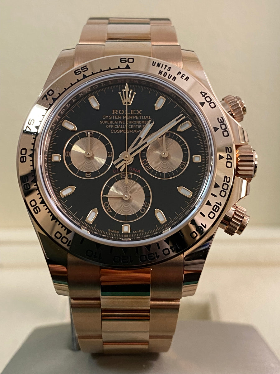 Rolex Everose Gold Cosmograph Daytona - 2021 - Black Index Dial - 116505 *FULL SET*