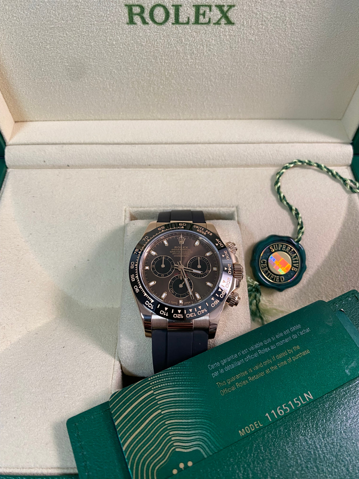 Rolex Everose Gold Cosmograph Daytona - 2021 - Chocolate Dial - Oysterflex - 116515LN *FULL SET*