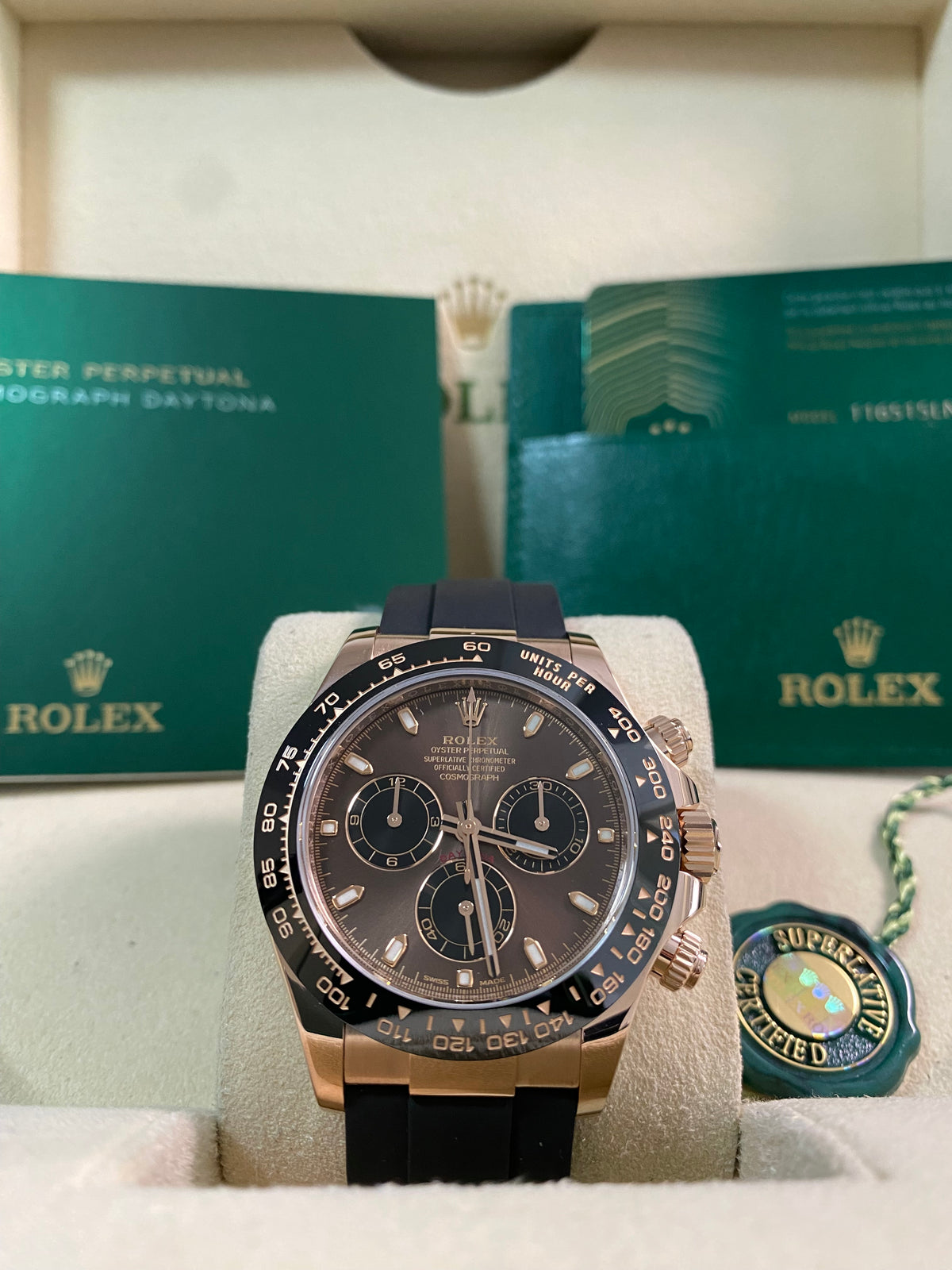 Rolex Everose Gold Cosmograph Daytona - 2021 - Chocolate Dial - Oysterflex - 116515LN *FULL SET*