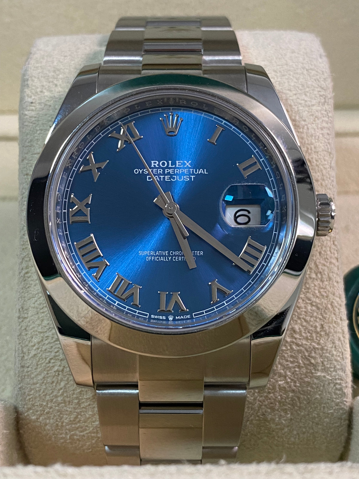 Rolex Steel Datejust 41 - 2021 - Smooth Bezel -Blue Roman Dial - Oyster Bracelet - 126300 *FULL SET*