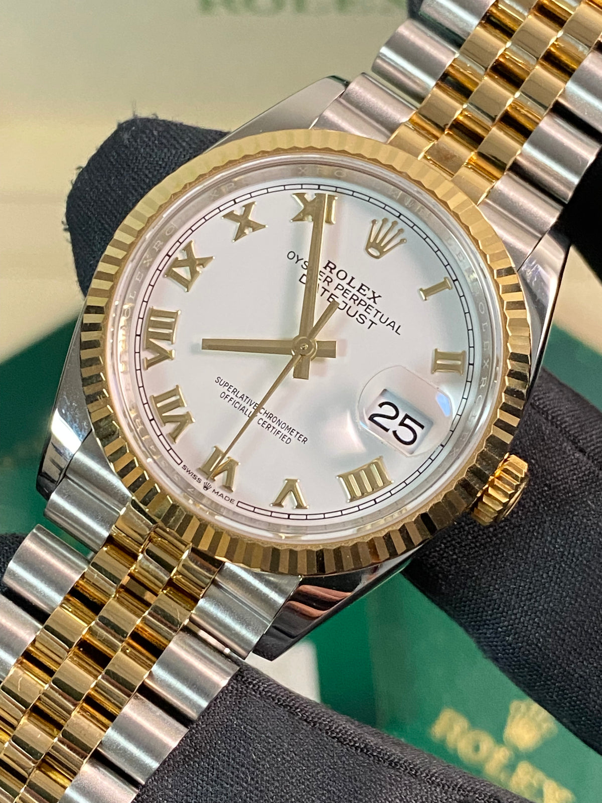 Rolex Yellow Gold Rolesor Datejust 36 - 2021 - White Roman Dial - Jubilee Bracelet - 126233 *FULL SET*