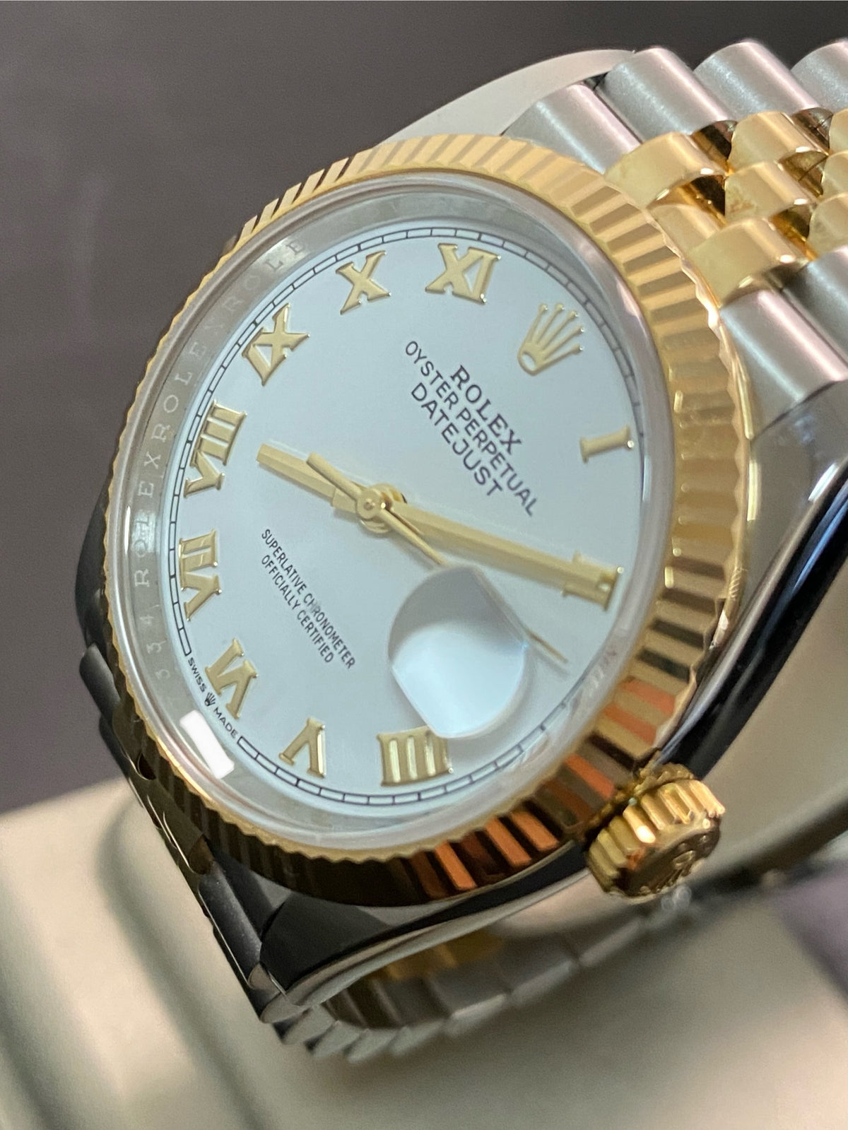 Rolex Yellow Gold Rolesor Datejust 36 - 2021 - White Roman Dial - Jubilee Bracelet - 126233 *FULL SET*