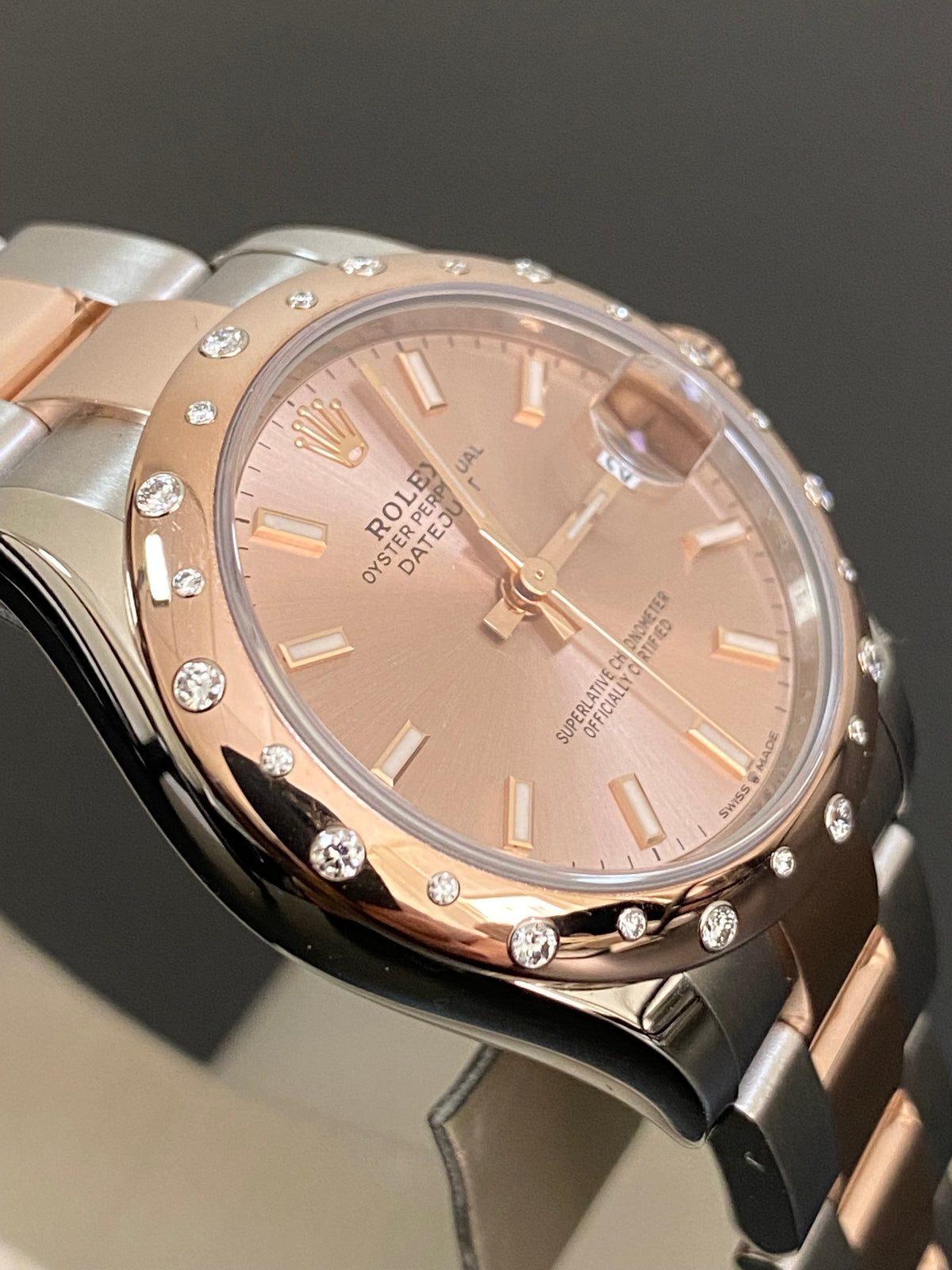 Rolex Steel and Everose Gold Datejust 31 - 2022 - Floating Diamond Bezel - Pink Index Dial - Oyster Bracelet - 278341RBR *FULL SET*