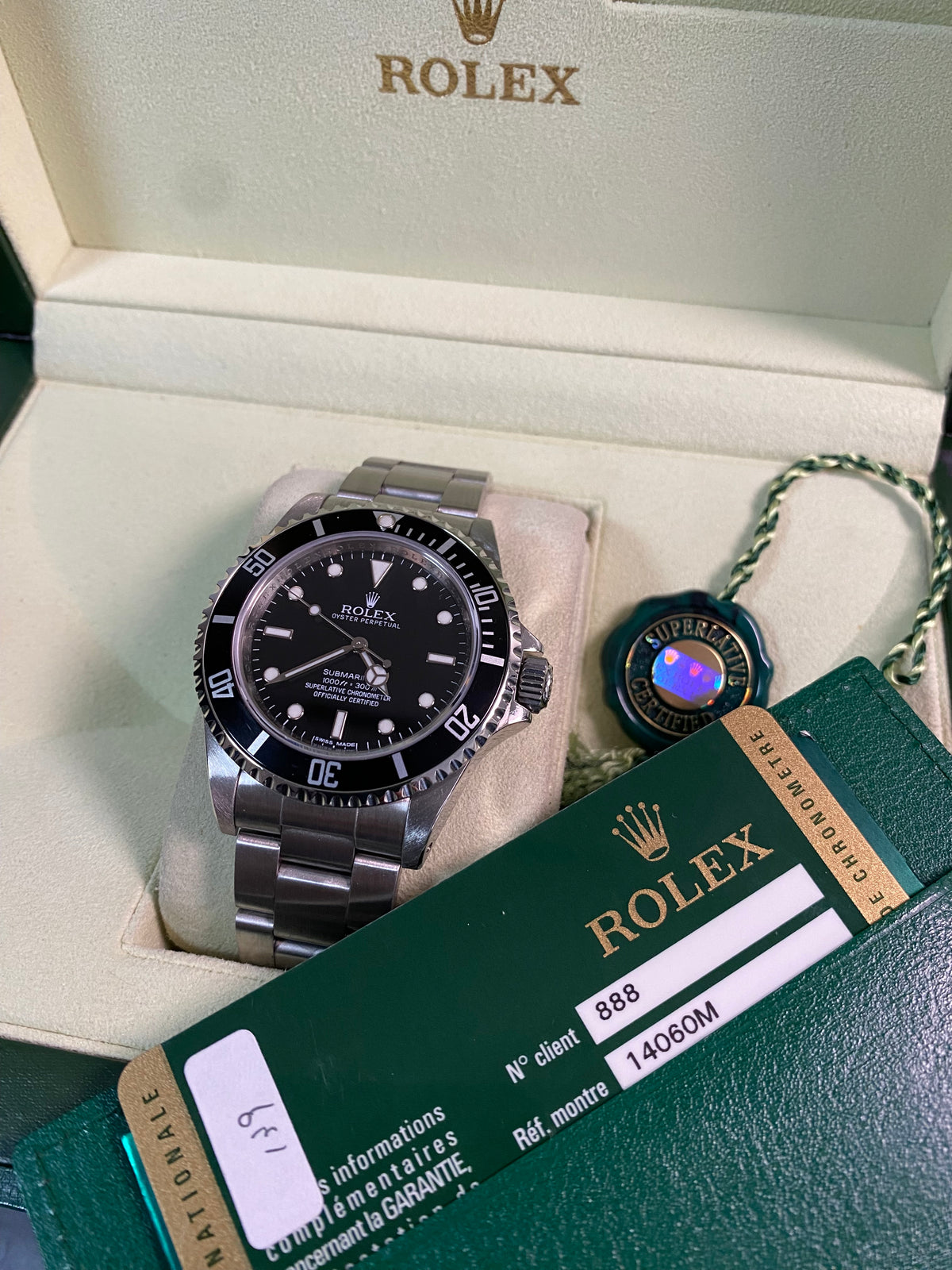 Rolex Steel No Date Submariner - G serial - Pre Ceramic Bezel - Black Dial - 14060M *FULL SET*