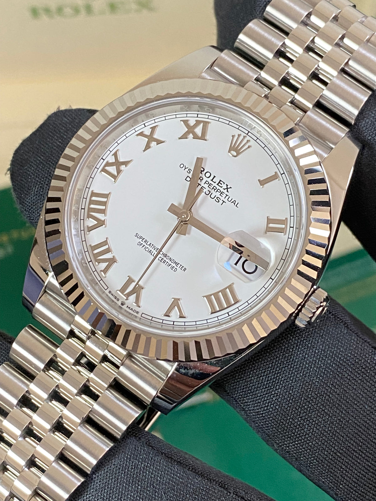 Rolex Steel  and White Gold Datejust 41 - 2024 - Fluted Bezel - White Roman Dial - Jubilee Bracelet - 126334 *COMPLETE SET*