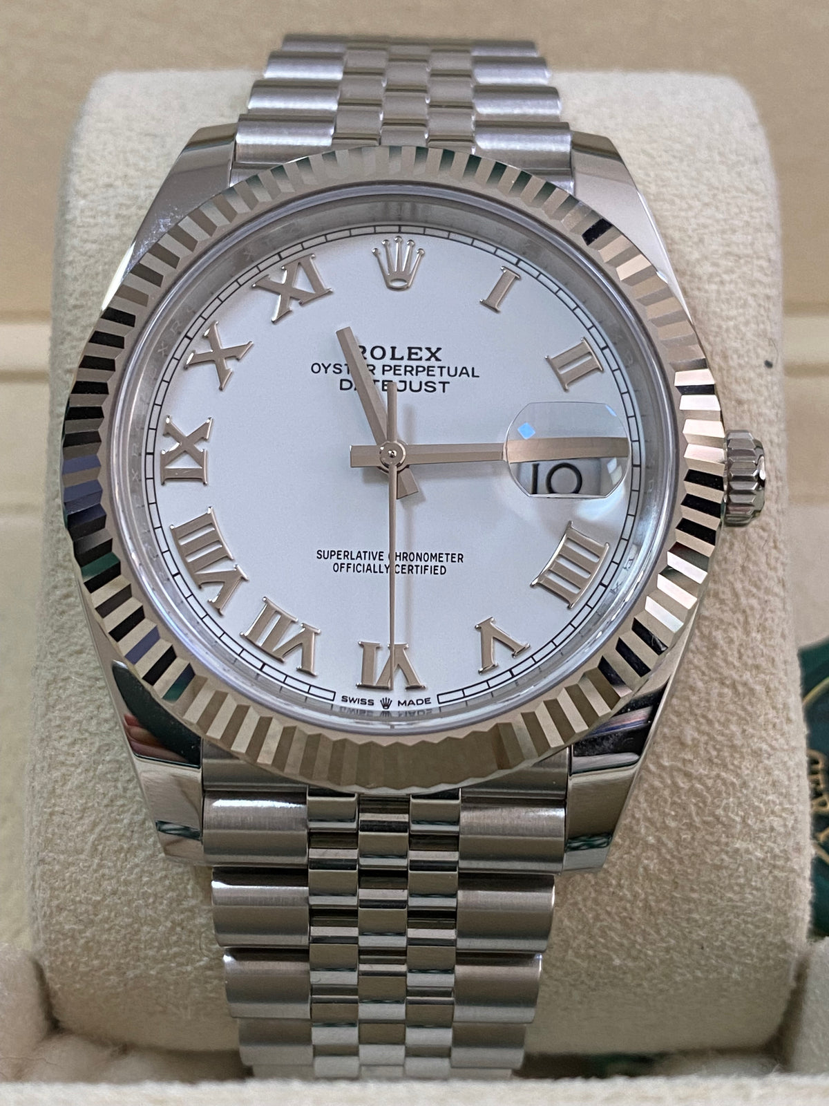 Rolex Steel  and White Gold Datejust 41 - 2024 - Fluted Bezel - White Roman Dial - Jubilee Bracelet - 126334 *COMPLETE SET*