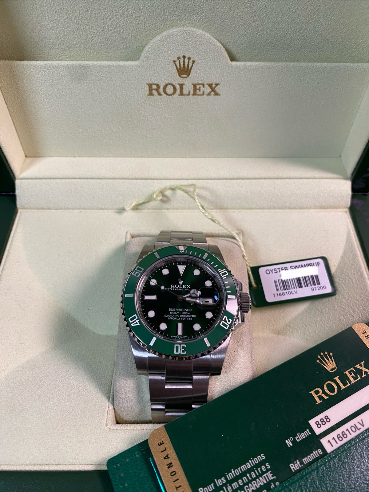 Rolex Steel Submariner Date - 2011 - "Hulk" - 116610LV *FULL SET*