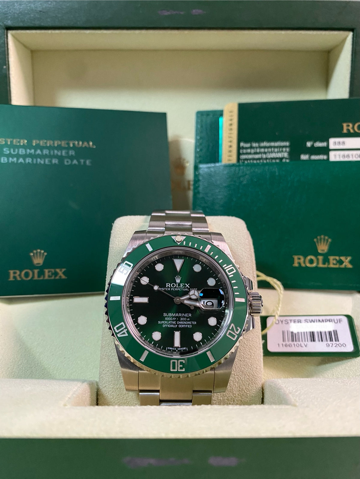 Rolex Steel Submariner Date - 2011 - "Hulk" - 116610LV *FULL SET*