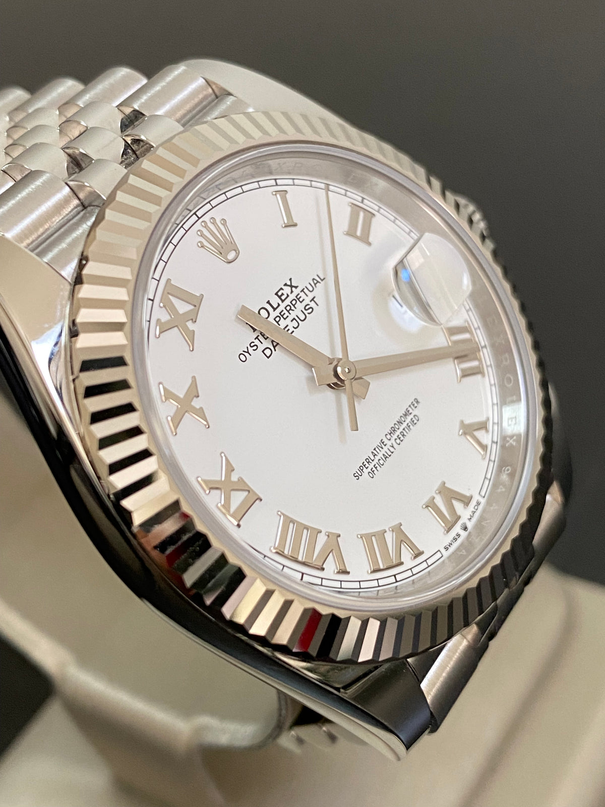 Rolex Steel  and White Gold Datejust 41 - 2024 - Fluted Bezel - White Roman Dial - Jubilee Bracelet - 126334 *COMPLETE SET*