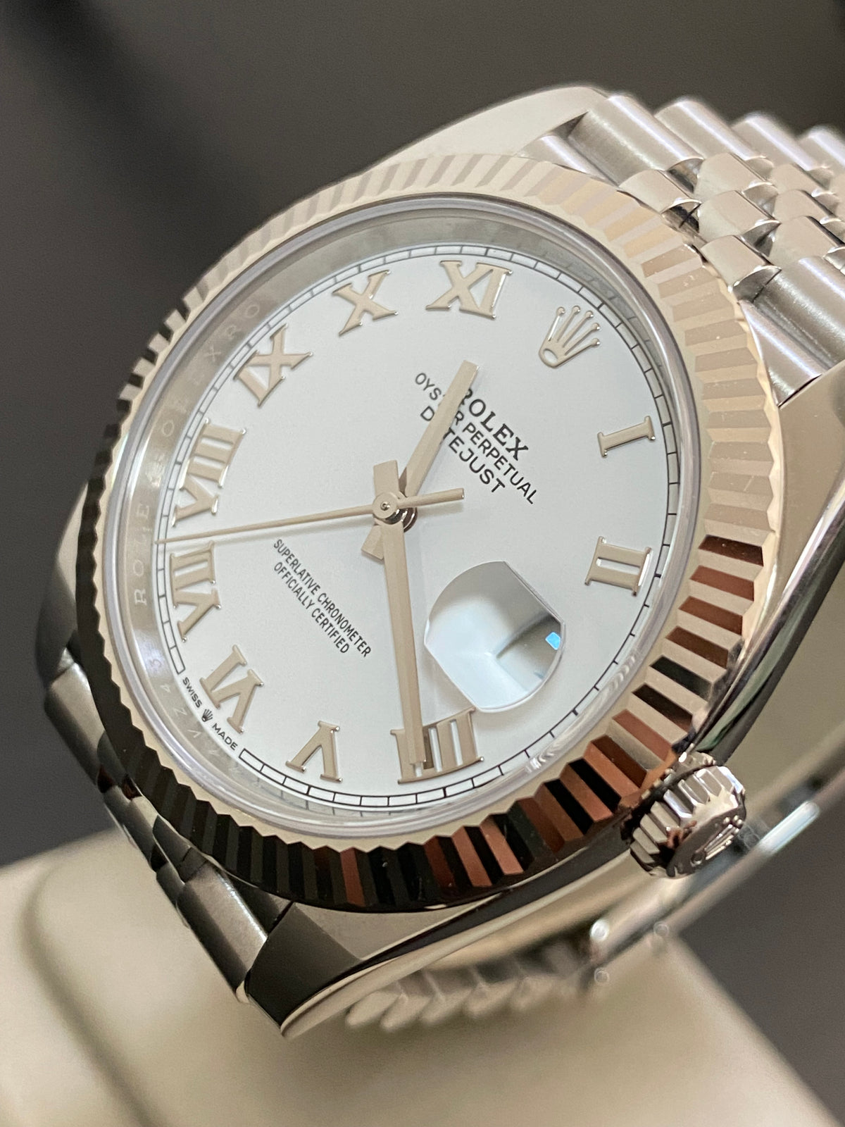 Rolex Steel  and White Gold Datejust 41 - 2024 - Fluted Bezel - White Roman Dial - Jubilee Bracelet - 126334 *COMPLETE SET*