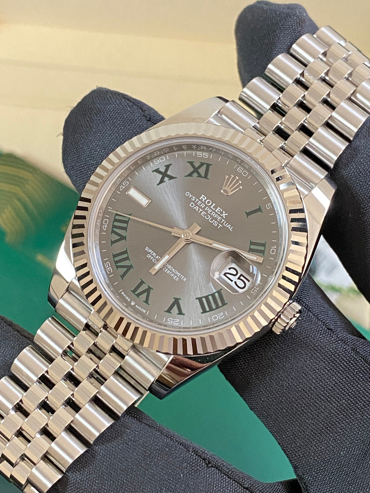 Rolex Steel and White Gold Datejust 41 - 2024 - Fluted Bezel - "Wimbledon" Dial - Jubilee Bracelet - 126334 *FULL SET*