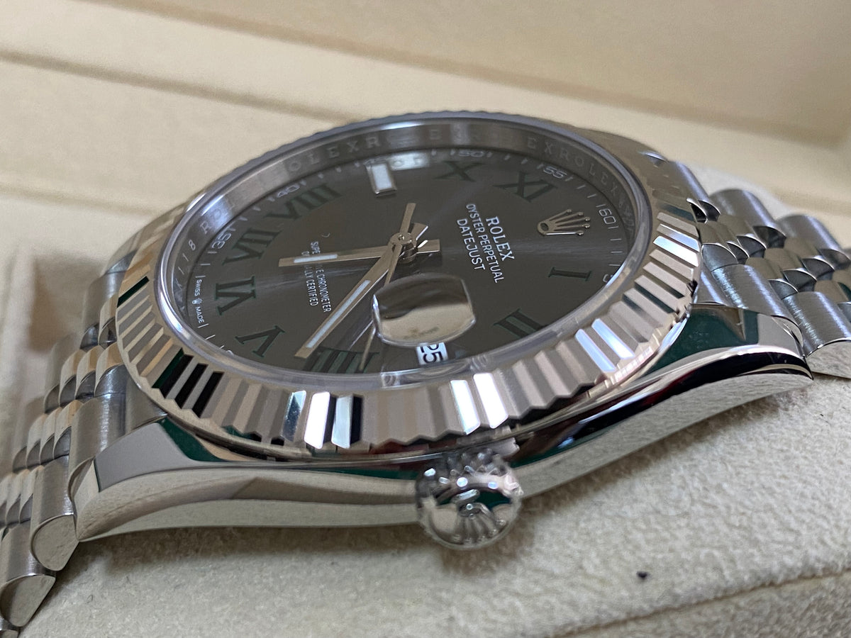 Rolex Steel and White Gold Datejust 41 - 2024 - Fluted Bezel - "Wimbledon" Dial - Jubilee Bracelet - 126334 *FULL SET*