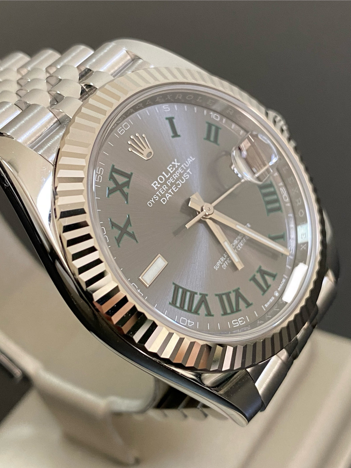 Rolex Steel and White Gold Datejust 41 - 2024 - Fluted Bezel - "Wimbledon" Dial - Jubilee Bracelet - 126334 *FULL SET*