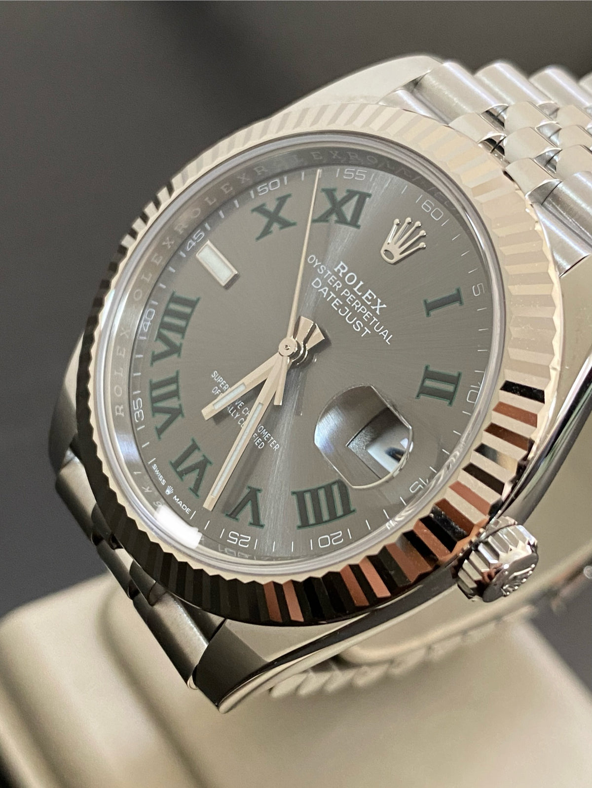 Rolex Steel and White Gold Datejust 41 - 2024 - Fluted Bezel - "Wimbledon" Dial - Jubilee Bracelet - 126334 *FULL SET*