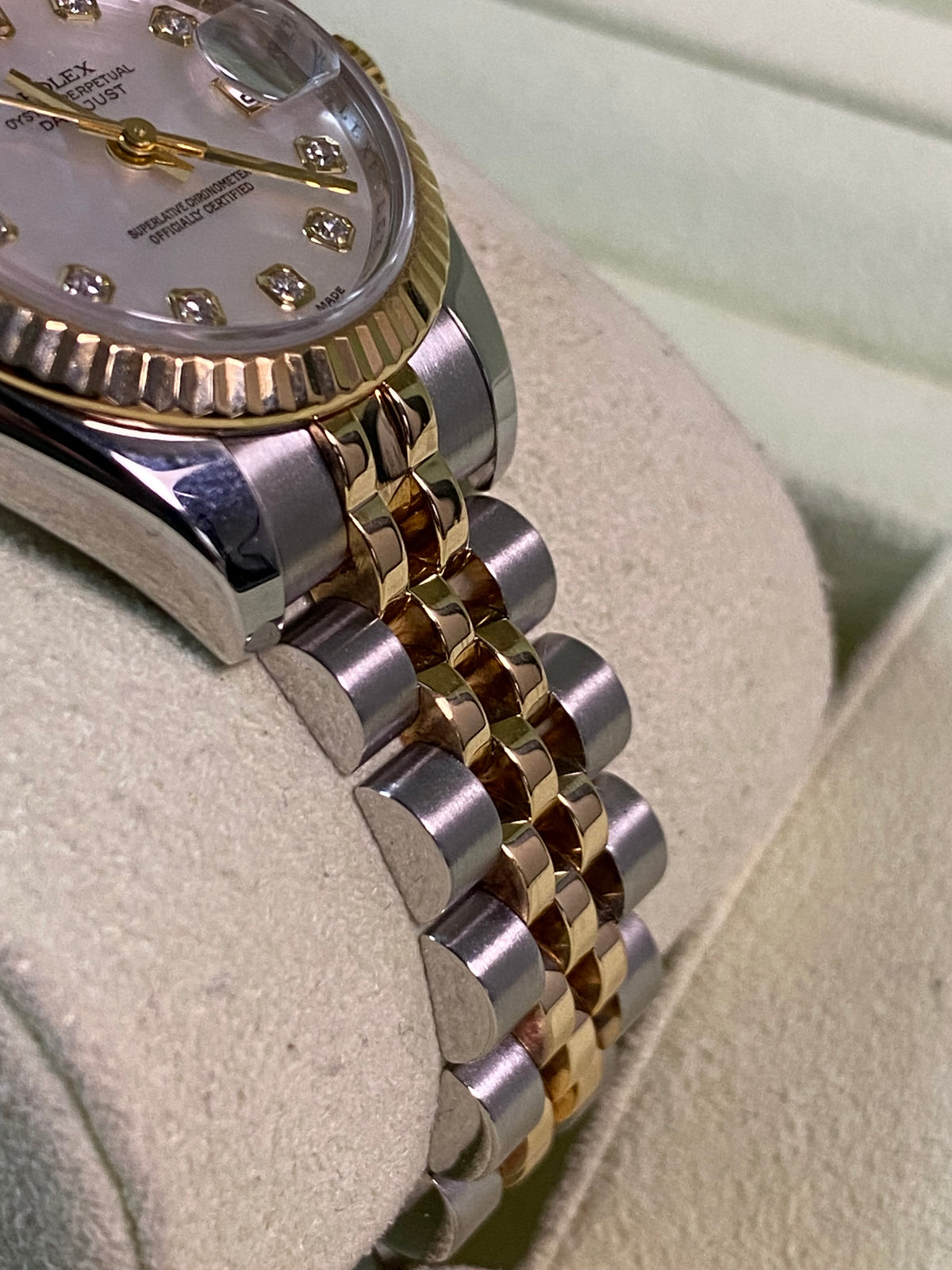 Rolex Yellow Gold and Steel Lady-Datejust - 2008 - Fluted Bezel - Mother-of-Pearl Diamond Dial - Jubilee Bracelet - 179173 *FULL SET*