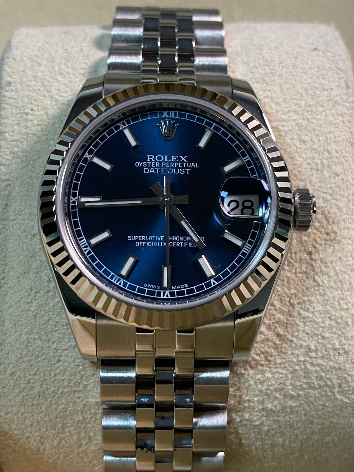 Rolex Steel Datejust 31 - 2016 - Fluted Bezel - Blue Index Dial - Jubilee Bracelet - 178274 *FULL SET*