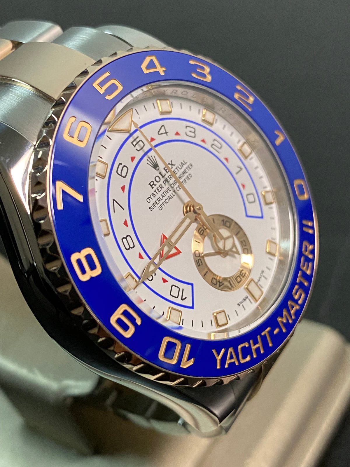 Rolex Steel and Everose Gold Yacht-Master II - 2020 - Blue Bezel - White Dial - 116681 *FULL SET*