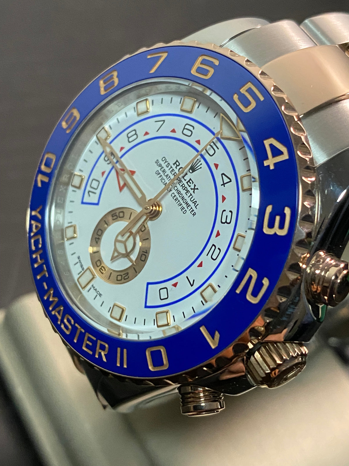 Rolex Steel and Everose Gold Yacht-Master II - 2020 - Blue Bezel - White Dial - 116681 *FULL SET*