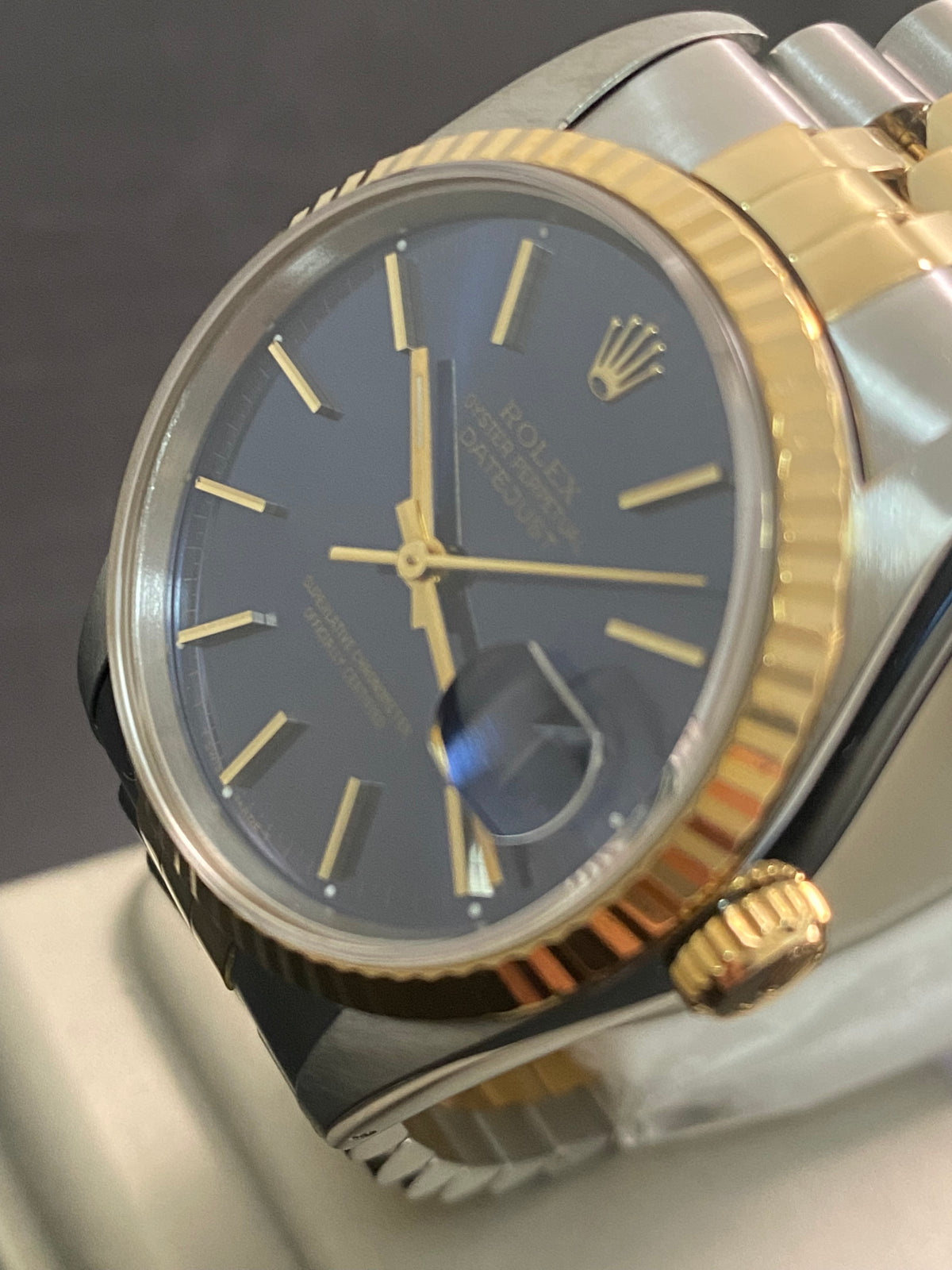 Rolex Steel and Yellow Gold Datejust 36 - N serial - Fluted Bezel - Blue Index Dial - Jubilee Bracelet - 16233