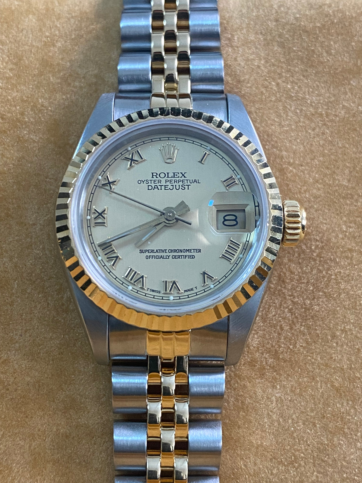 Rolex Steel and Yellow Gold Lady-Datejust - 1983 - Fluted Bezel - Champagne Roman Dial - Jubilee Bracelet - 69173