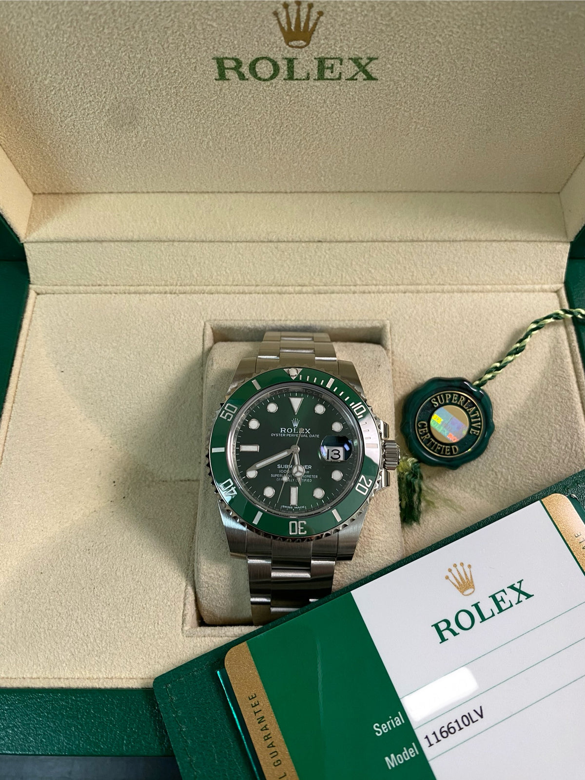 Rolex Steel Submariner Date - 2017 - "Hulk" - 116610LV *FULL SET*