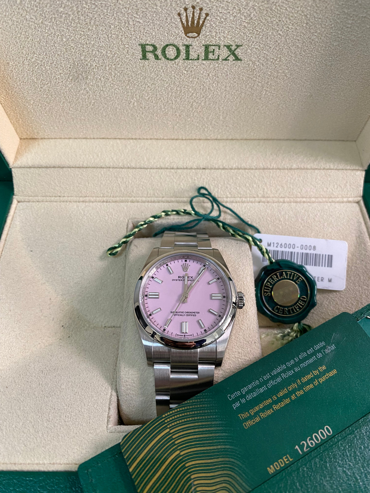 Rolex Oyster Perpetual 36 - 2023 - Domed Bezel - Candy Pink Dial - Oyster Bracelet - 126000 *FULL SET*