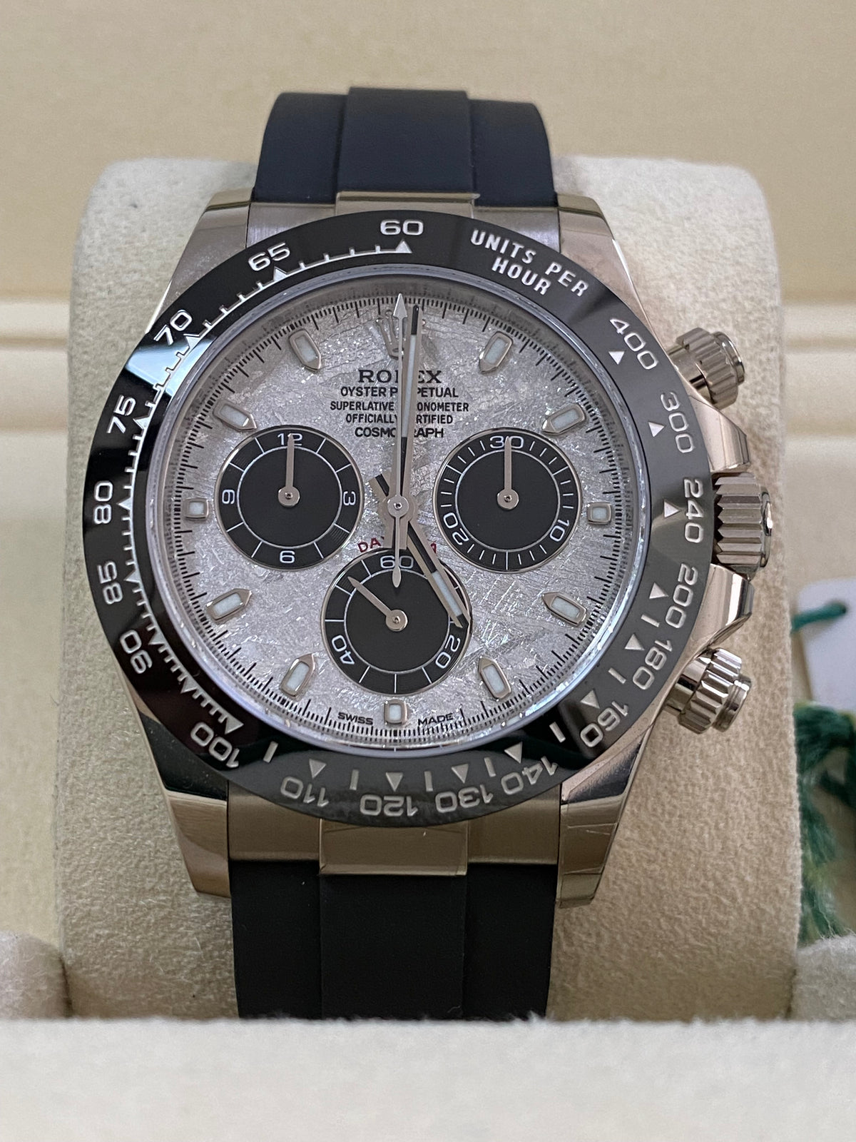 Rolex White Gold Cosmograph Daytona - 2022 - Meteorite Dial - Ceramic Bezel - Oysterflex - 116519LN *FULL SET*