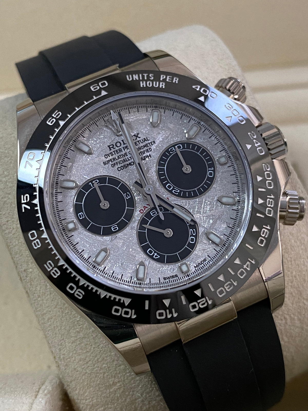 Rolex White Gold Cosmograph Daytona - 2022 - Meteorite Dial - Ceramic Bezel - Oysterflex - 116519LN *FULL SET*