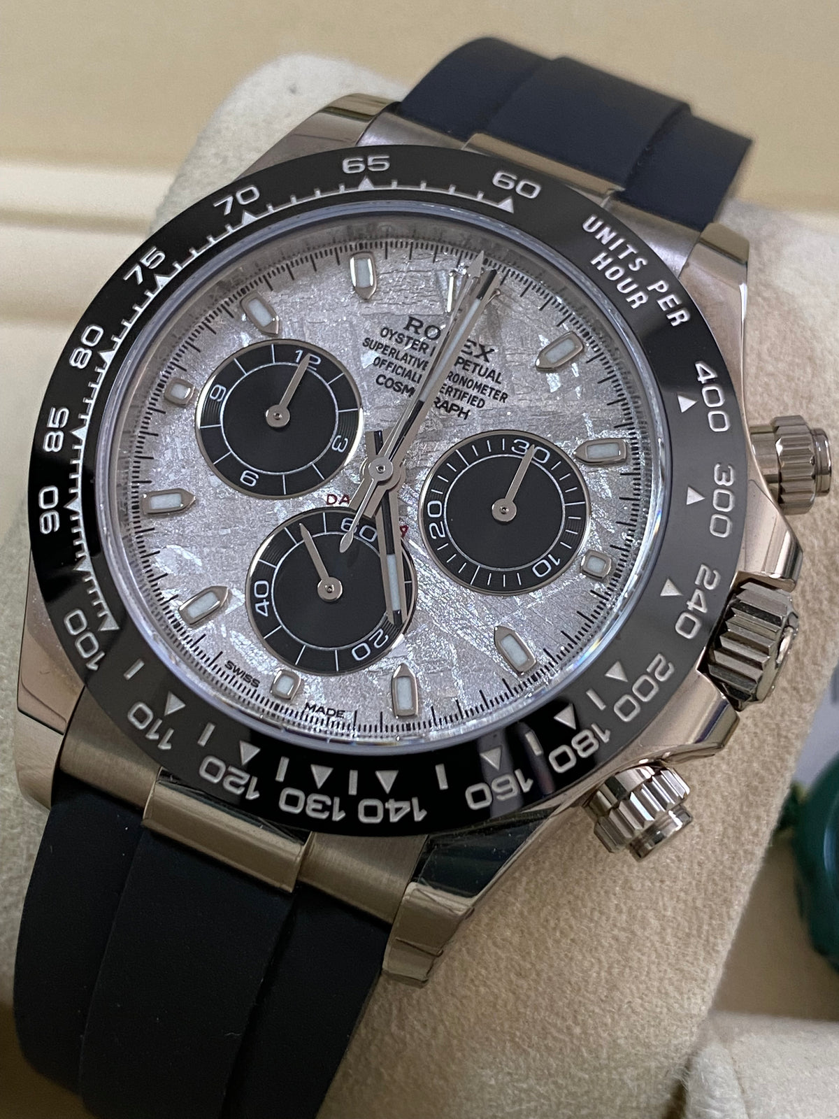 Rolex White Gold Cosmograph Daytona - 2022 - Meteorite Dial - Ceramic Bezel - Oysterflex - 116519LN *FULL SET*