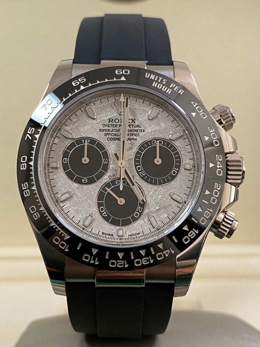 Rolex White Gold Cosmograph Daytona - 2022 - Meteorite Dial - Ceramic Bezel - Oysterflex - 116519LN *FULL SET*