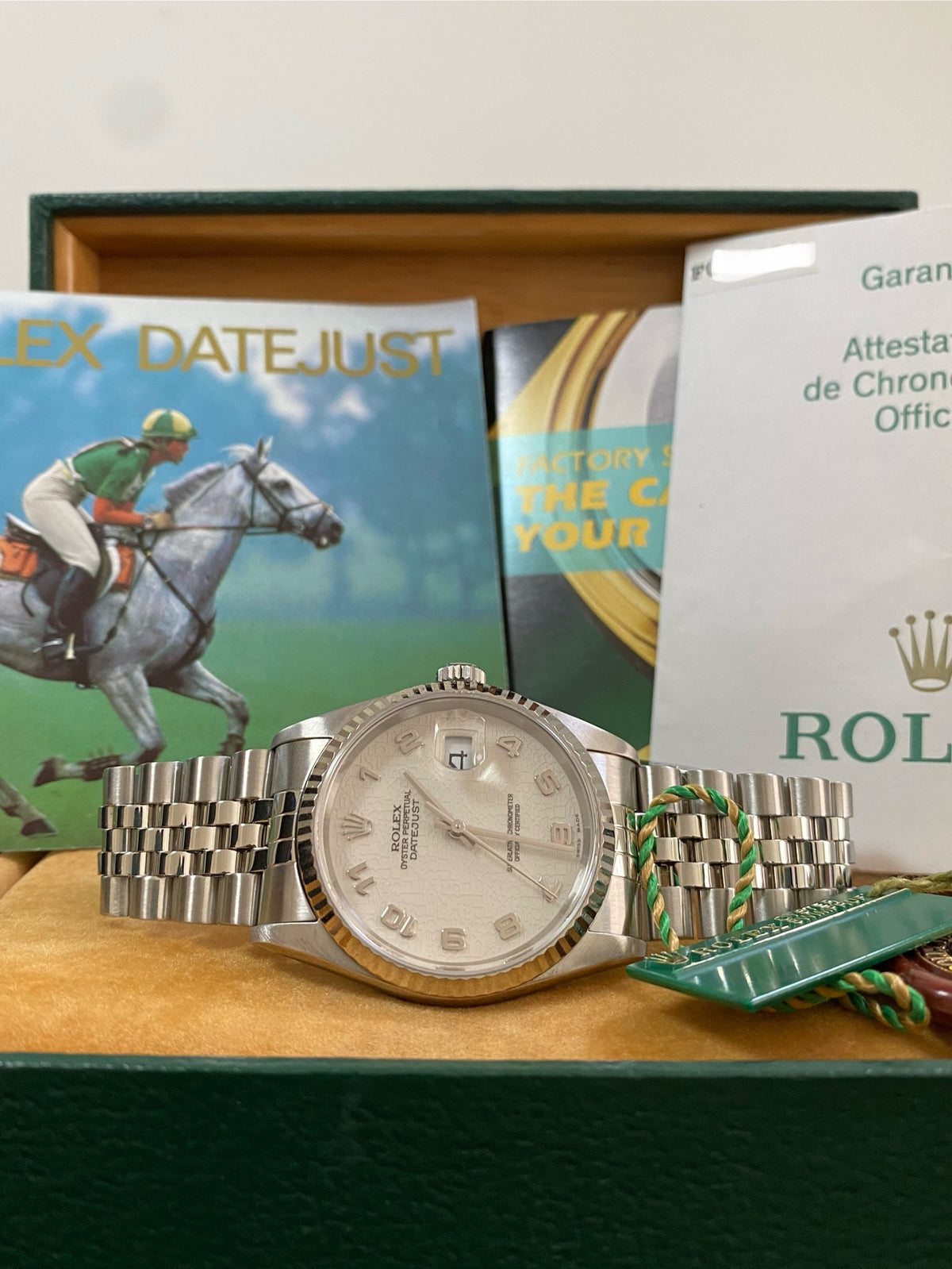 Rolex Steel and White Gold Datejust 36 - F serial - Fluted Bezel - Silver Arabic Dial - Jubilee Bracelet - 16234 *FULL SET*