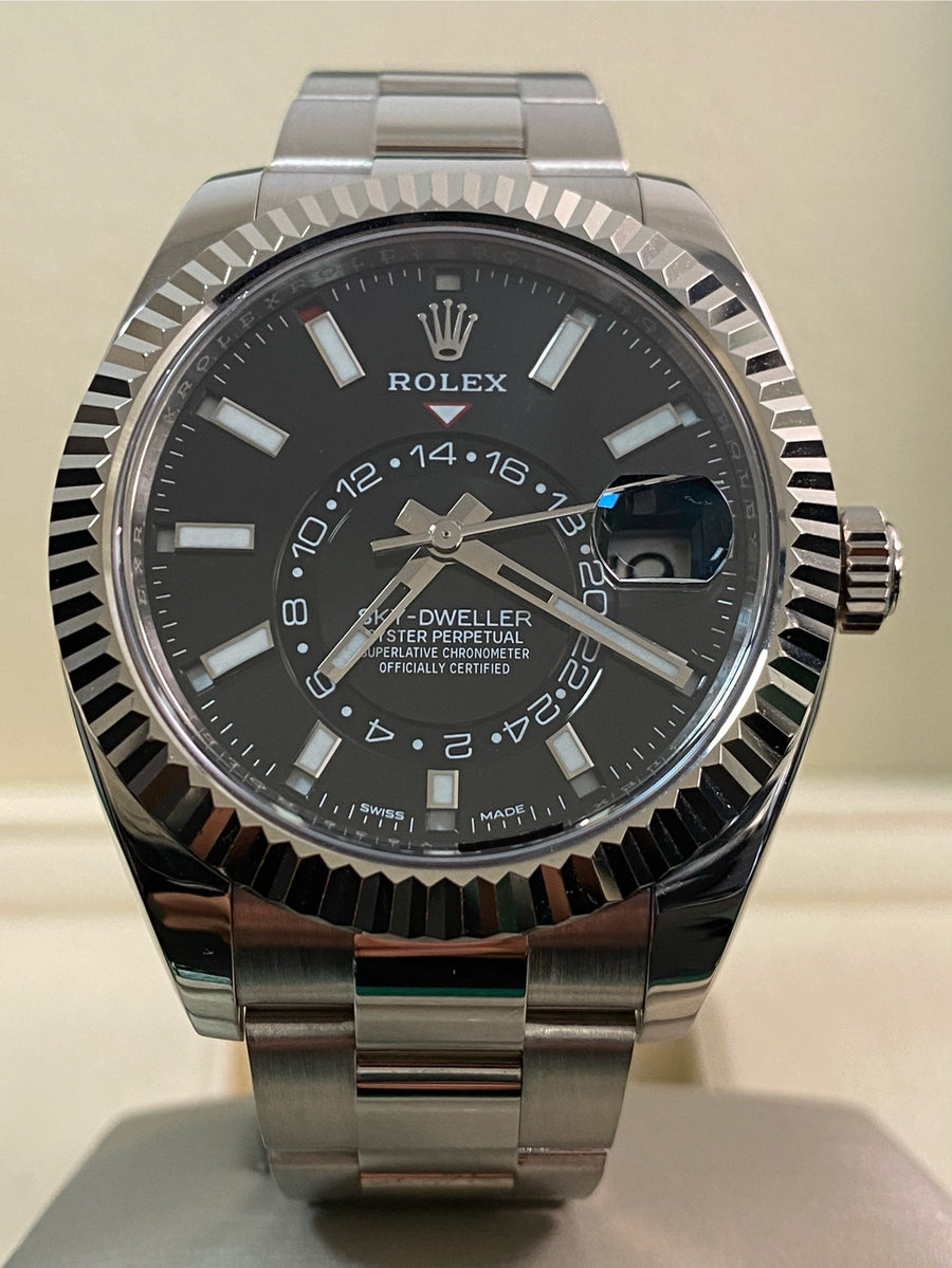 Rolex White Gold Sky-Dweller - 2018 - Black Dial - Oyster Bracelet - 326939 *FULL SET*