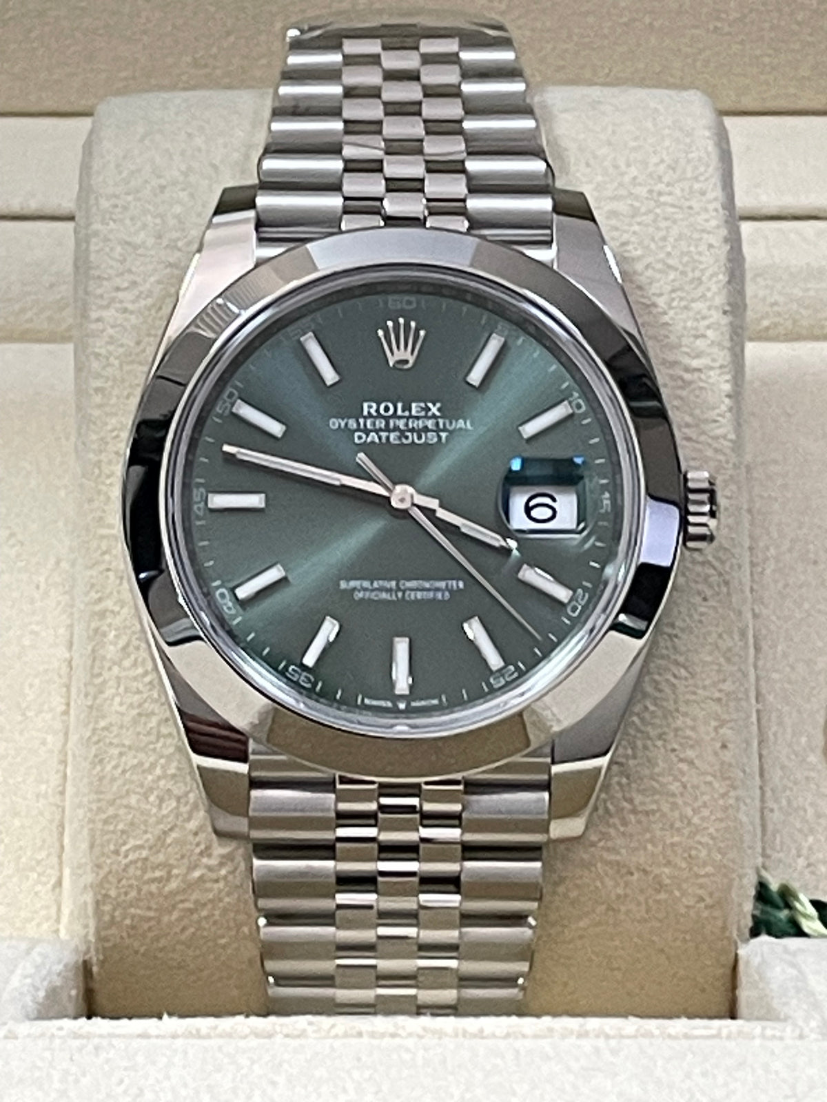 Rolex Steel Datejust 41 - 2023 - Smooth Bezel - Mint Green Dial - Jubilee Bracelet - 126300