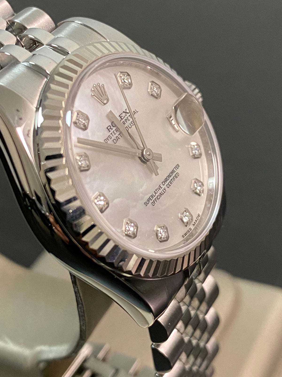 Rolex Steel Datejust 31 - 2016 - Fluted Bezel - Mother-of-Pearl Diamond Dial - Jubilee Bracelet - 178274 *FULL SET*