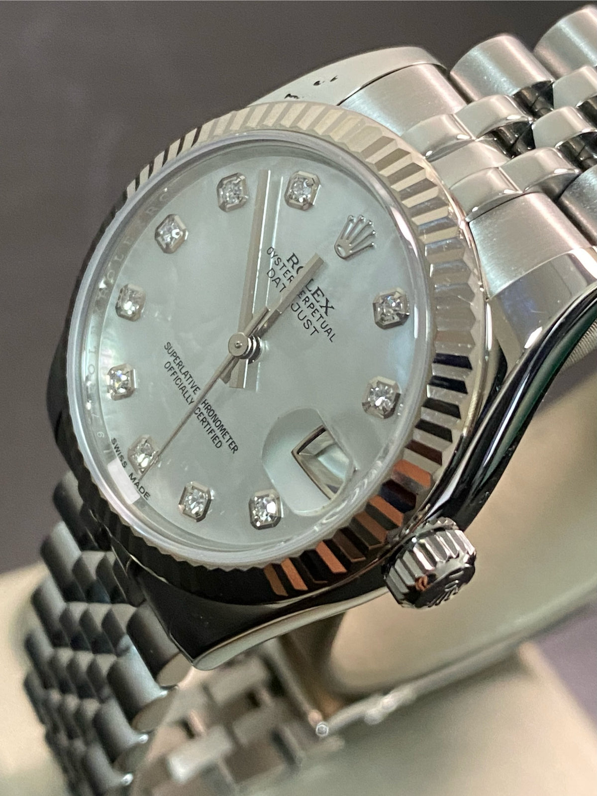 Rolex Steel Datejust 31 - 2016 - Fluted Bezel - Mother-of-Pearl Diamond Dial - Jubilee Bracelet - 178274 *FULL SET*