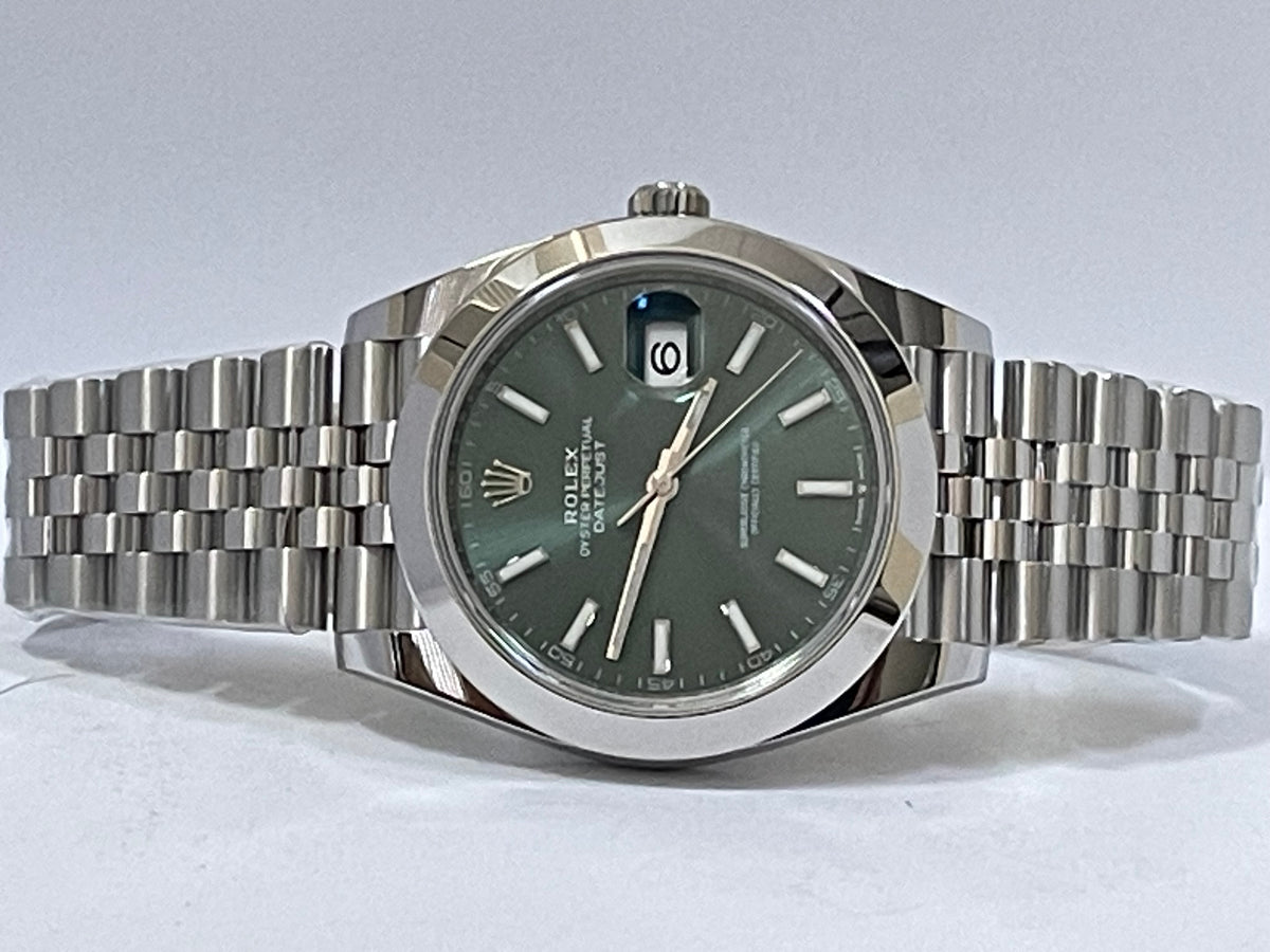 Rolex Steel Datejust 41 - 2023 - Smooth Bezel - Mint Green Dial - Jubilee Bracelet - 126300