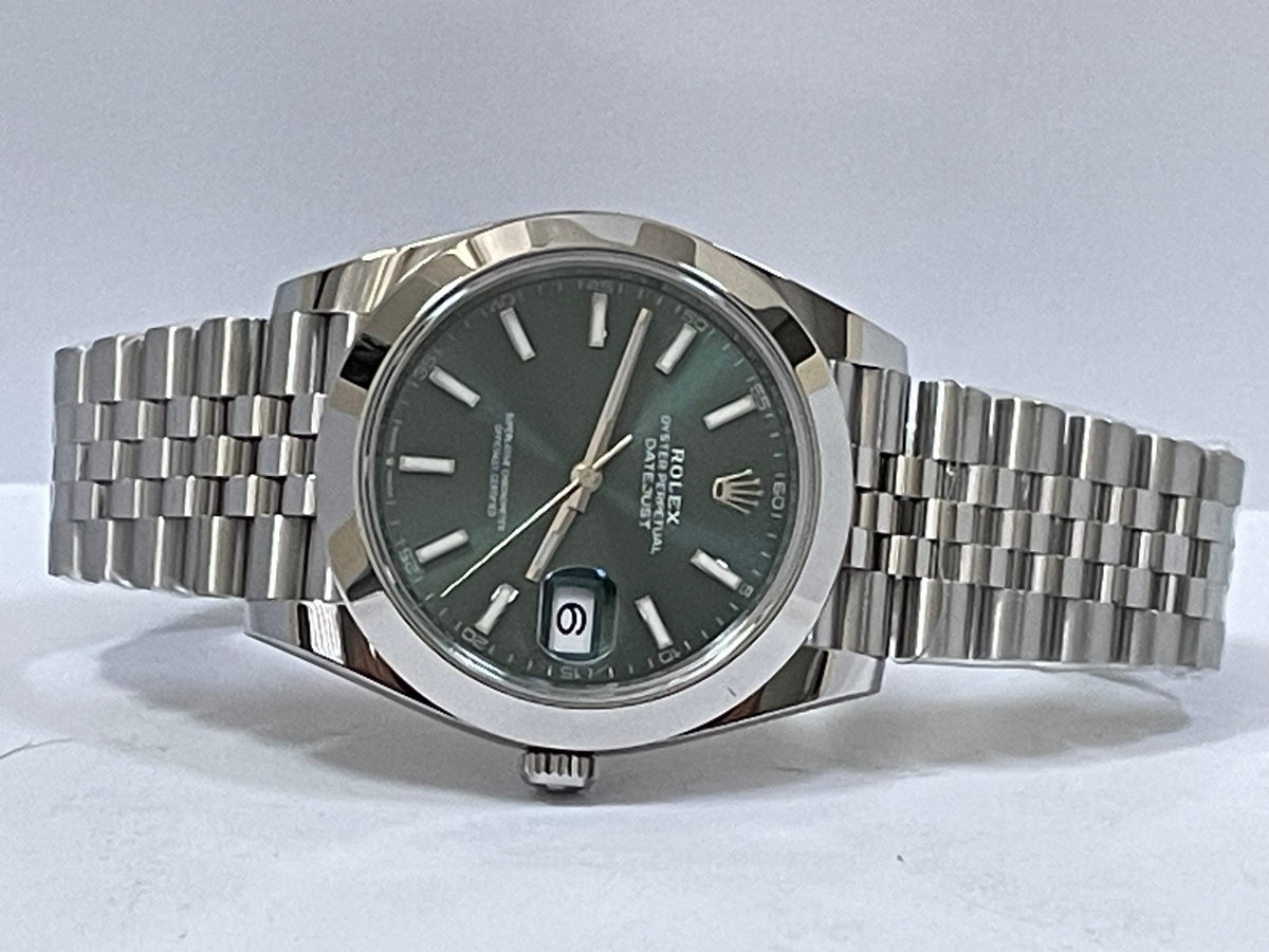 Rolex Steel Datejust 41 - 2023 - Smooth Bezel - Mint Green Dial - Jubilee Bracelet - 126300